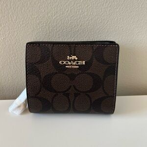 NWT Coach Snap Wallet Signature Canvas Brown/Black